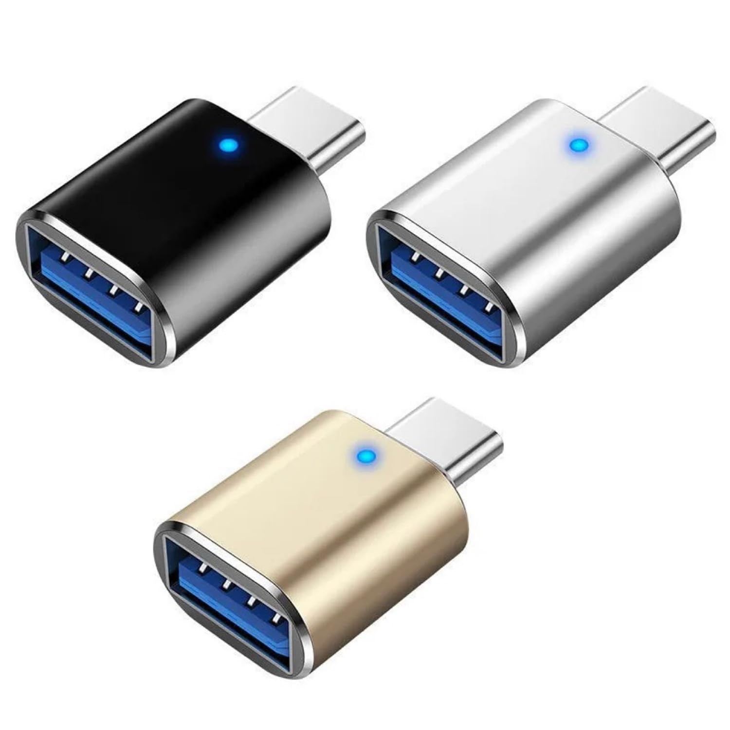 3 Pack USB C to USB 3.0 OTG Adapter Male to Female Converter