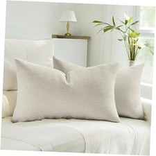 Throw Pillow Covers 12x20 Inch Set of 20" x 12" Pack of 2 Natural Linen