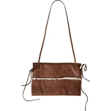 MIU MIU Handwarmer Brown Leather Fur Inner Lining Neck Strap WinterFleece 200usd