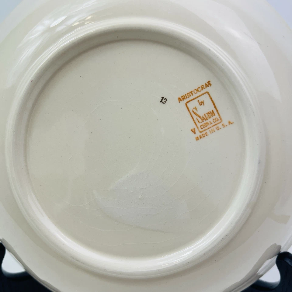 "Cuenco redondo floral Century By Salem oro 23 quilates EE. UU. vintage 8,5""" Foto 3 de 4