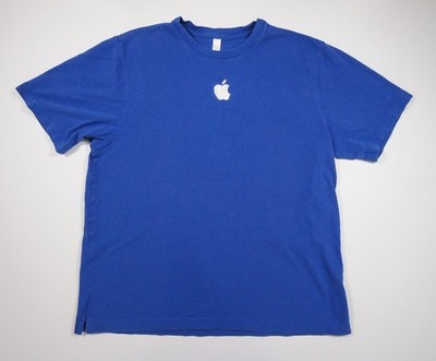 Apple Shirt Mens XLarge Blue Computer Technology Tee Store Employee Embroidered