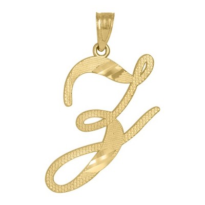 10kt Gelbgold Unisex Buchstabe Z Alphabet Initialen Charm Anhänger