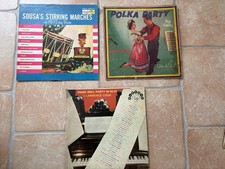 3 Vintage Party Record Album LP Vinyl Sousa, Polka Party, and J Cook Piano Roll