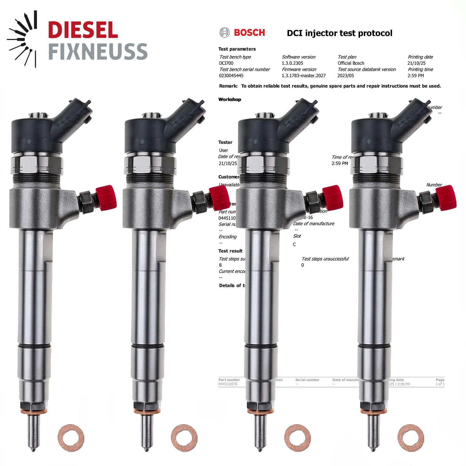4x Injecteur Bosch Injecteur Opel Astra Signum Vectra Zafira 1.9 CDTI 0445110276