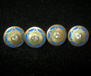 Antique Mens BAER & WILDE KUM A PART DECO RHINESTONE ENAMEL CUFFLINKS PAIR