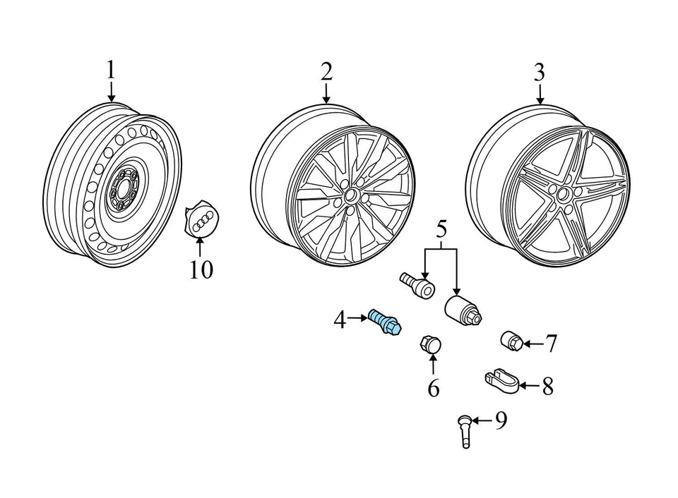 2017-2020 2022-2024 AUDI RS3 - Juego de tuercas/tornillos de rueda (5) WHT002438 Foto 2 de 3