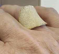 14 KT Gold Vermeil Yellow 0ver 24mm Sterling Silver 925 Glitter Ring Size 7.5
