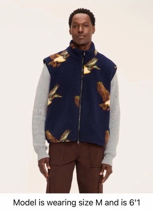 Woolrich x Target Adult Duck Print Fleece Vest Navy Fleece Viral Sold Out XL image 4
