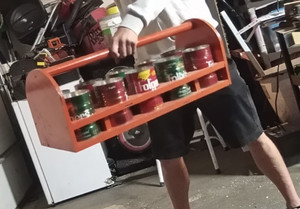 10 13oz coffee can organizer carrier/planter wooden.