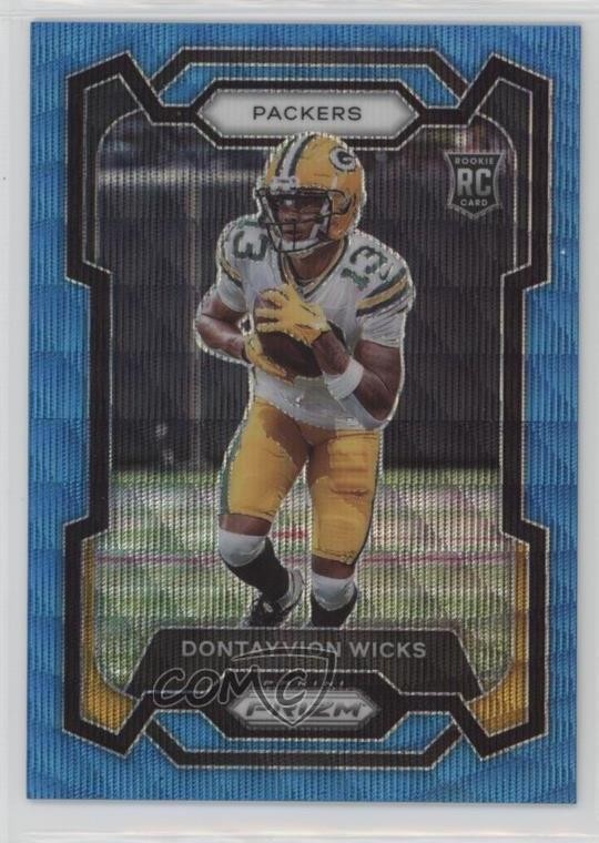 2023 Panini Prizm Rookies Blue Wave 76/199 Dontayvion Wicks #333 Rookie RC 3hd