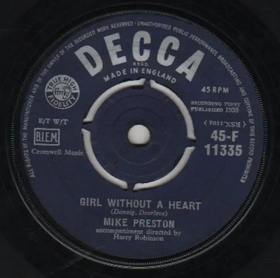 Mike Preston Marry Me Vinyl Single 7inch Decca