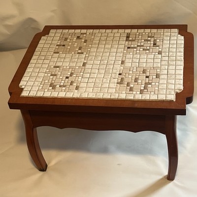 Mid Century Modern Atomic Tile Tan and White  Top Coffee Table 16x26