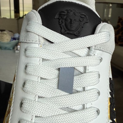 VERSACE 1011942 Barocco White Leather Sneakers, Size 44 | eBay display picture 2