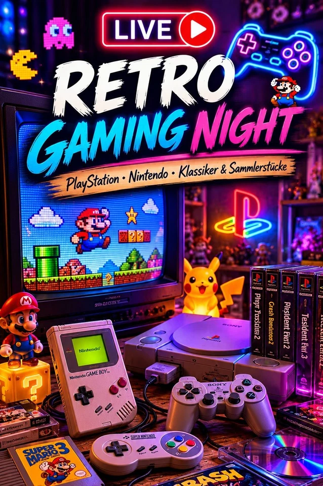 🎮Retro Gaming Night🕹️PlayStation • Nintendo • Klassiker & Sammlerstücke