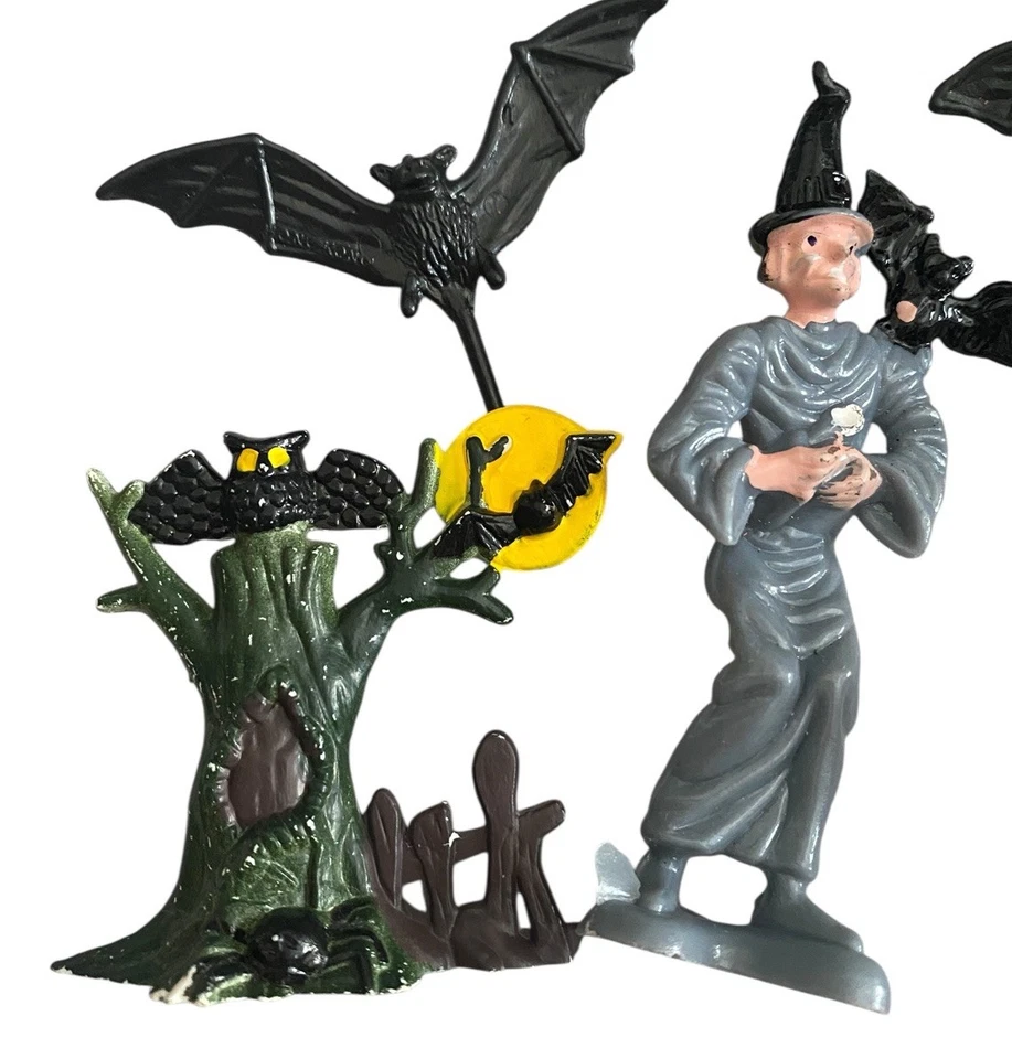 Lote de mini estatuilla de plástico para adornos de pasteles de Halloween de colección de los años 60 casa embrujada de brujas Foto 2 de 4