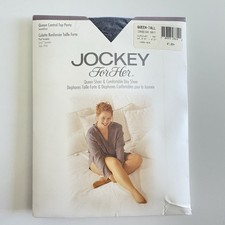 Jockey 1996 Vtg Women's Queen Tall Control Top Pantyhose Navy Blue Sandalfoot