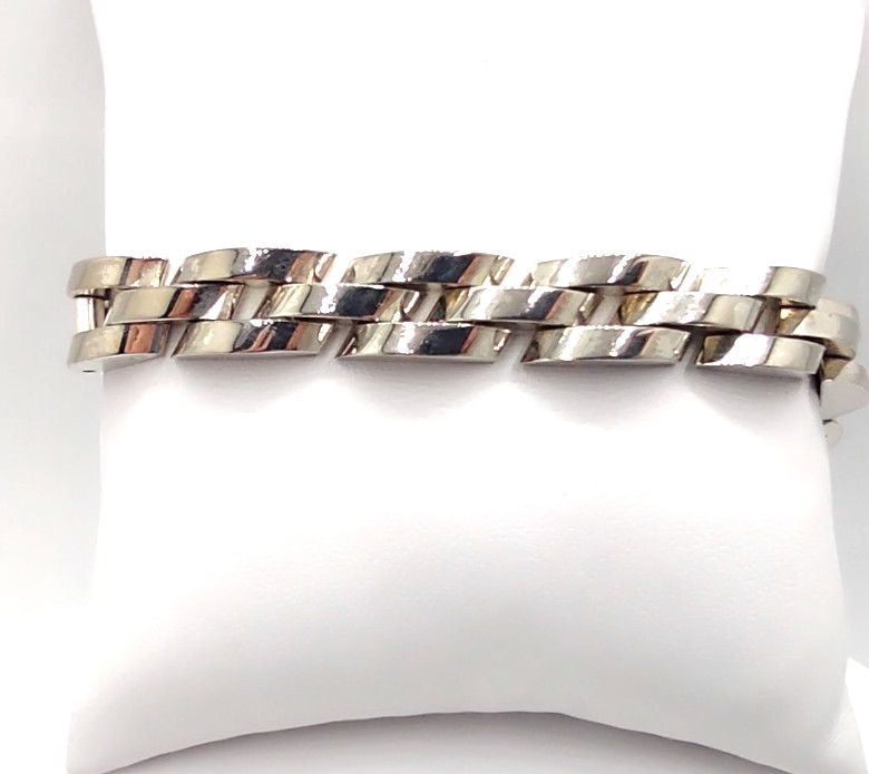 Sterling Silver 925 Heavy Interlocking Links Unis… - image 8