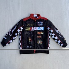 Nascar Racing 94 Boys Bomber Jacket Size 6/7 Black  Red Racing Graphics