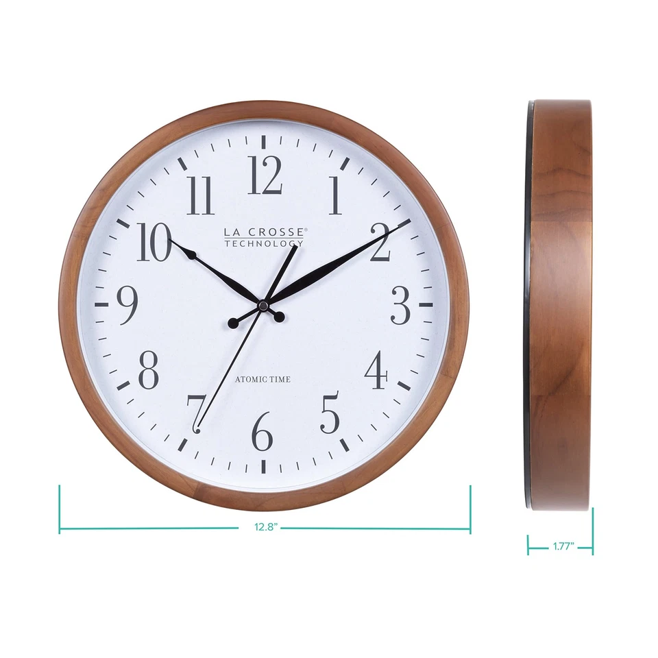 404-50447-INT 12.8" Atomic Walnut Analog Wall Clock - Image 4 of 4