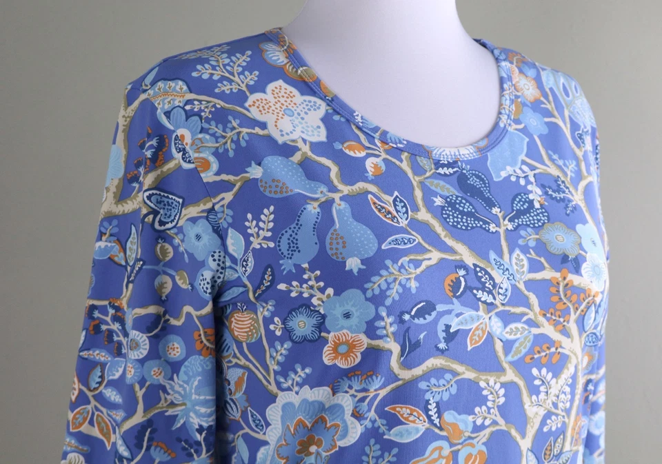 Camiseta J. MCLAUGHLIN $168 Floral Elefante Suave Elastizada Firma Talla XL Foto 3 de 4