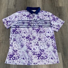 Under Armour Playoff Polo Mens XL Purple Splatter Stripe Golf Shirt Performance