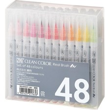 Kuretake ZIG Clean Color Real Brush Pen Set 48 Colors Watercolor Japan