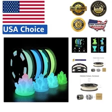 Vibrant 3D Glow in the Dark Filament Bundle - 250g x 4 Multicolor PLA 1.75mm