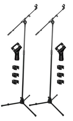5 Core Microphone Stand 2Pc Floor Adjustable 82'' w Telescoping Boom Arm