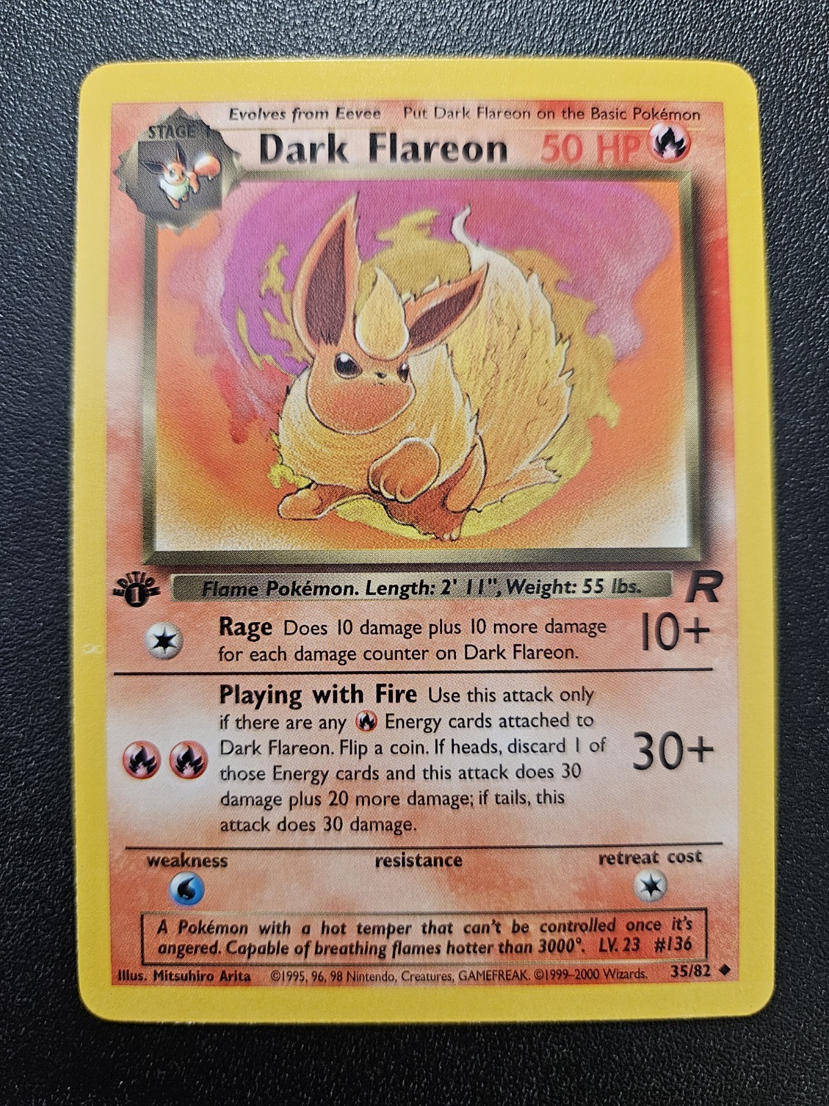 Pokemon 1st Edition Team Rocket Dark Flareon 35/82 NEAR MINT