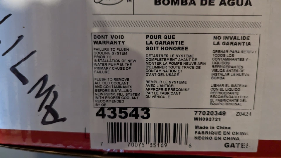 43543 Gates Water Pump New for Jeep Grand Cherokee Chrysler 300 Dodge Charger - Image 2 of 2