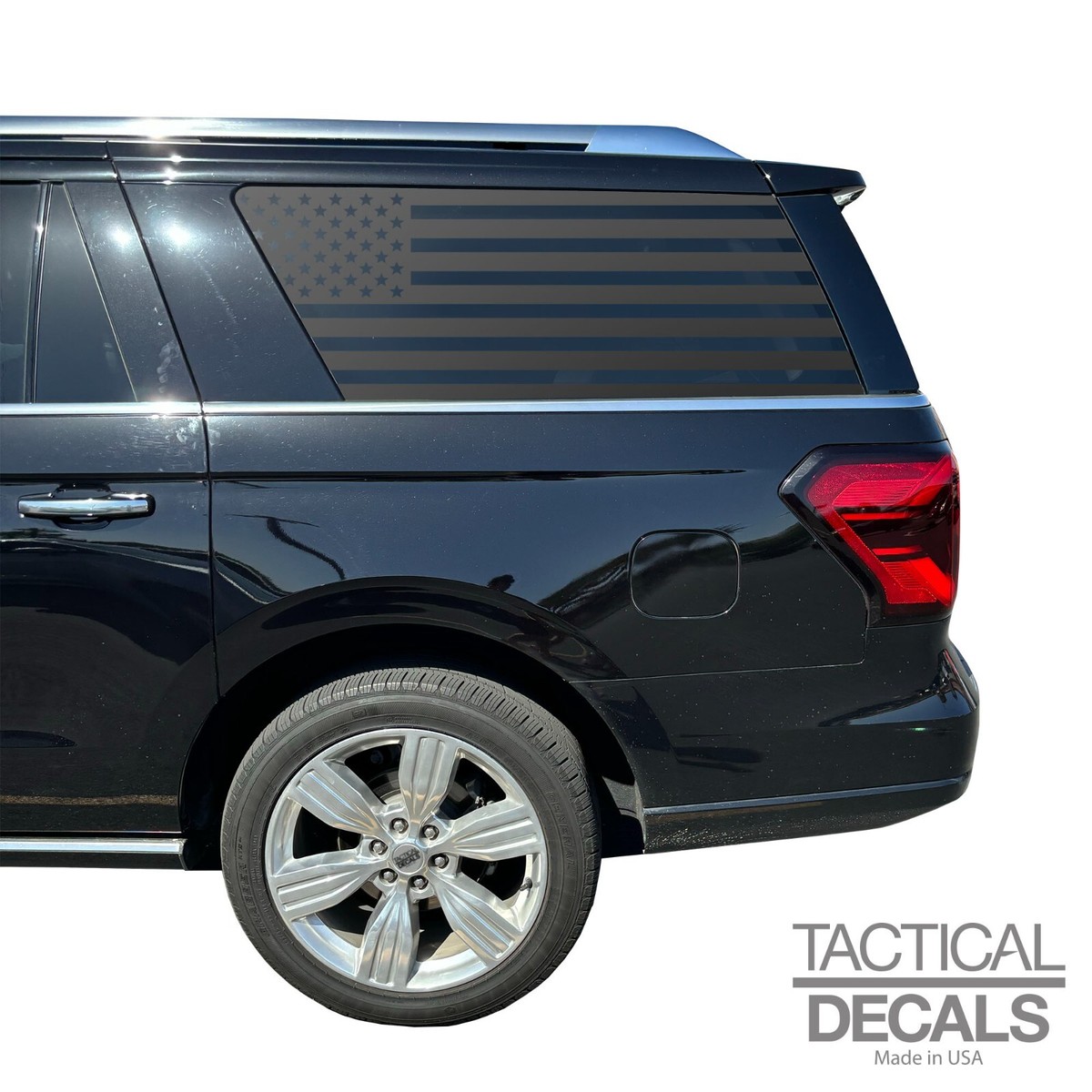American Flag Window Decals For Ford Explorer 2020-2024 - Precut Matte Black Vinyl, Made In USA