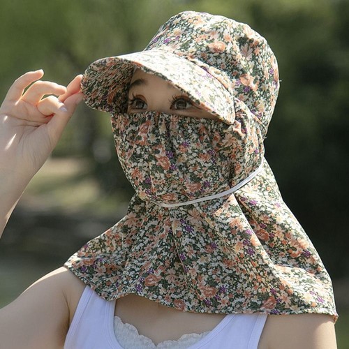 Sun Protection Neck Protective Cover Cap Flower Sunscreen Bucket Hat Farm Work - Picture 6 of 23