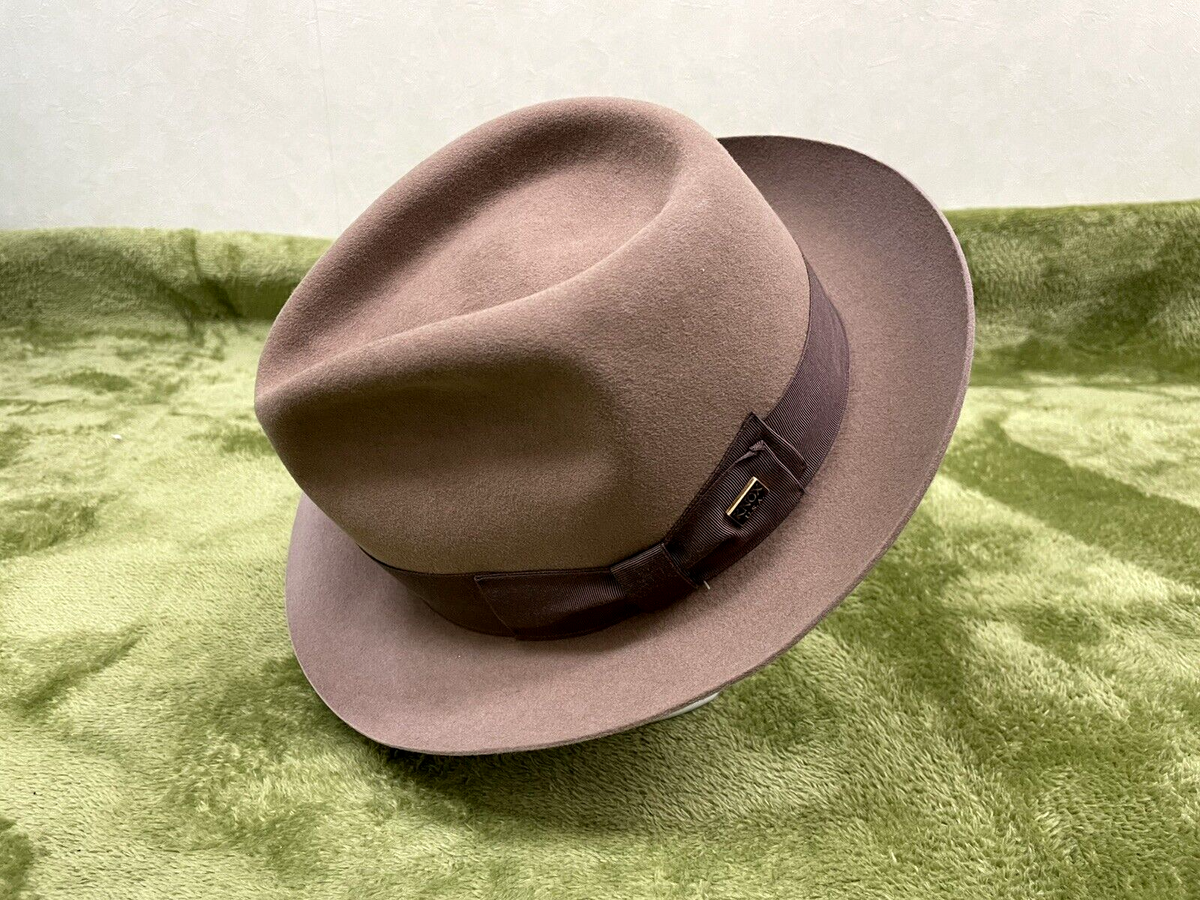 Vintage KNOX Felt Hat Rabbit Fur Men size 56 Brown Fedora Hat
