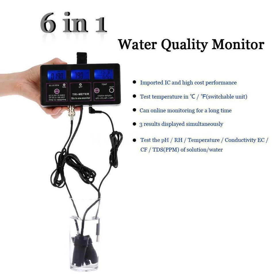 pH-217 6-in-1 Multi-function Digital Water Quality Testing Meter Analyzer Tester - Image 2 of 4