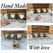 Produktbild - Rustikale große Glas Gläser Hessische Hochzeit Tischdeko Herzstück Bast x10