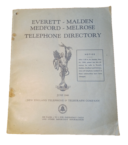 1948 Everett-Malden Directory New England Telephone & Telegraph Co JRR16