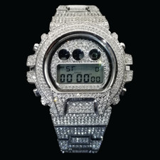 Digital Led Waterproof Chronograph Iced Out Diamond Watch, Luxury VVS Shine