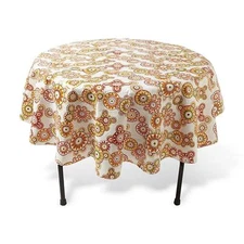  Essential Home Square TableCloth  Hand Painted Medallion 52x52 in 