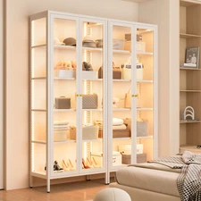  67" Display Cabinet LED Curio Storage Shelf&Bookcase for Collectible Toys Books