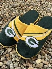 Green Bay Packers NFL comfy mens size Large 11-12 2013 Stripe slippers Foco