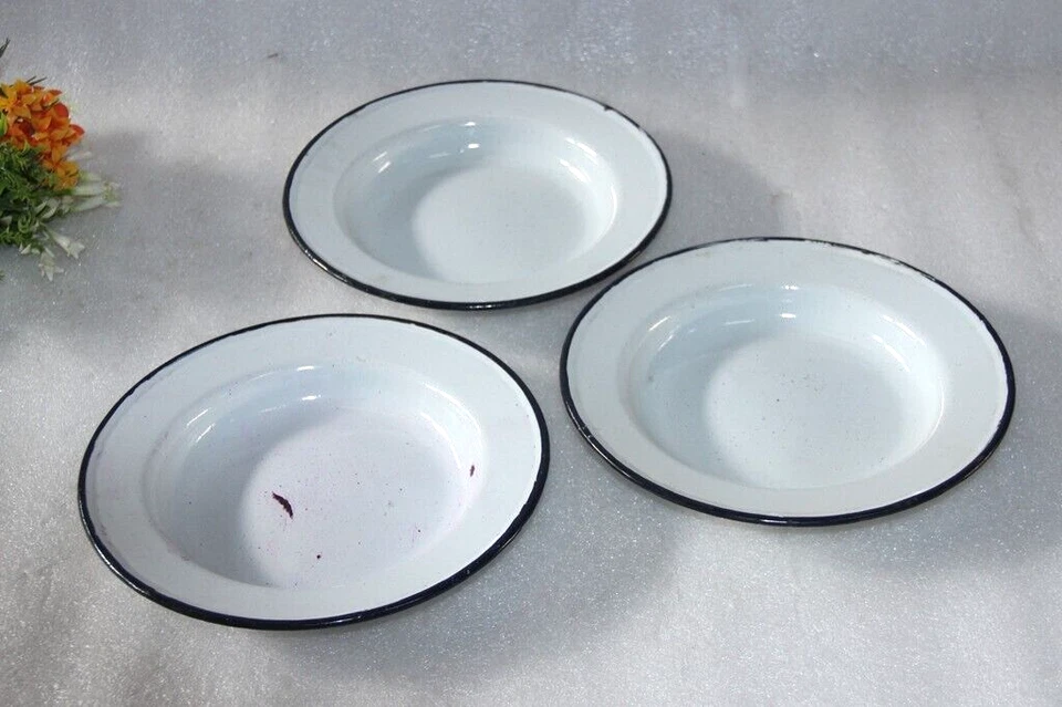 Enamel Steel Dusty Blue Rim 8.8" Dinner Plate Set of 3-Hearth And Hand Magnolia - Image 4 of 4