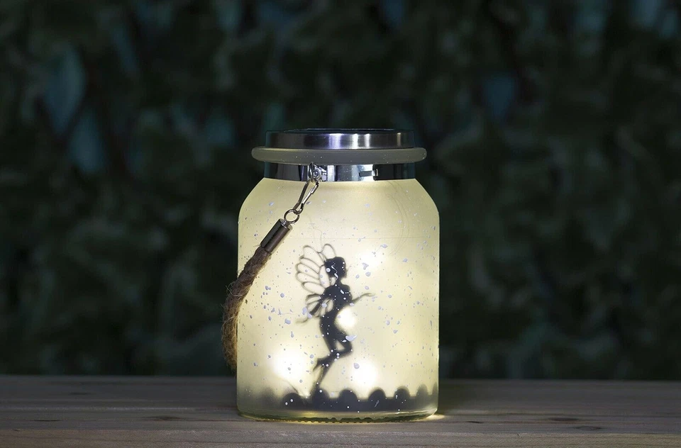 Solar Firefly Fairy Light, Garden Solar Lantern Frosted Glass Hanging Jar - Image 2 of 4