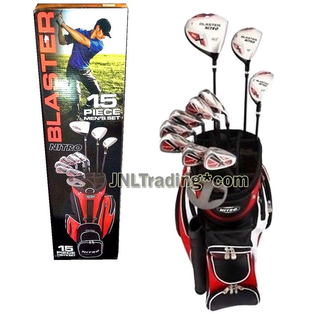 NITRO Blaster Men's 15 Pc Right Handed Golf Set 10 Clubs, 3 Covers, Bag