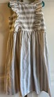 All Things Uber Nice Dress ATUN Girls 9 10 Gray and White Stripe Ruffle Cotton