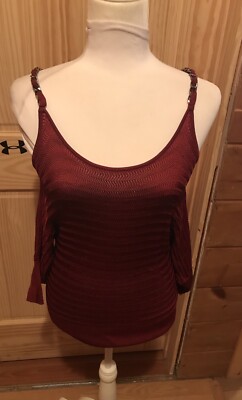 Cache Womens Beautiful Red Cold Shoulder Blouse Top Size Medium ~ EUC ~ *WOW*