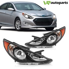 For Hyundai Sonata 2011-2014 Headlights Assembly Pair Black Housing Headlamps