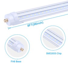 90w 8ft Led Tube Light Bulbs Fa8 8 Foot Led Shop Light 65w 45w T8 T12 Single Pin