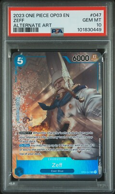 One Piece Card Zeff Alt Art OP03-047 Pillars of Strength PSA 10