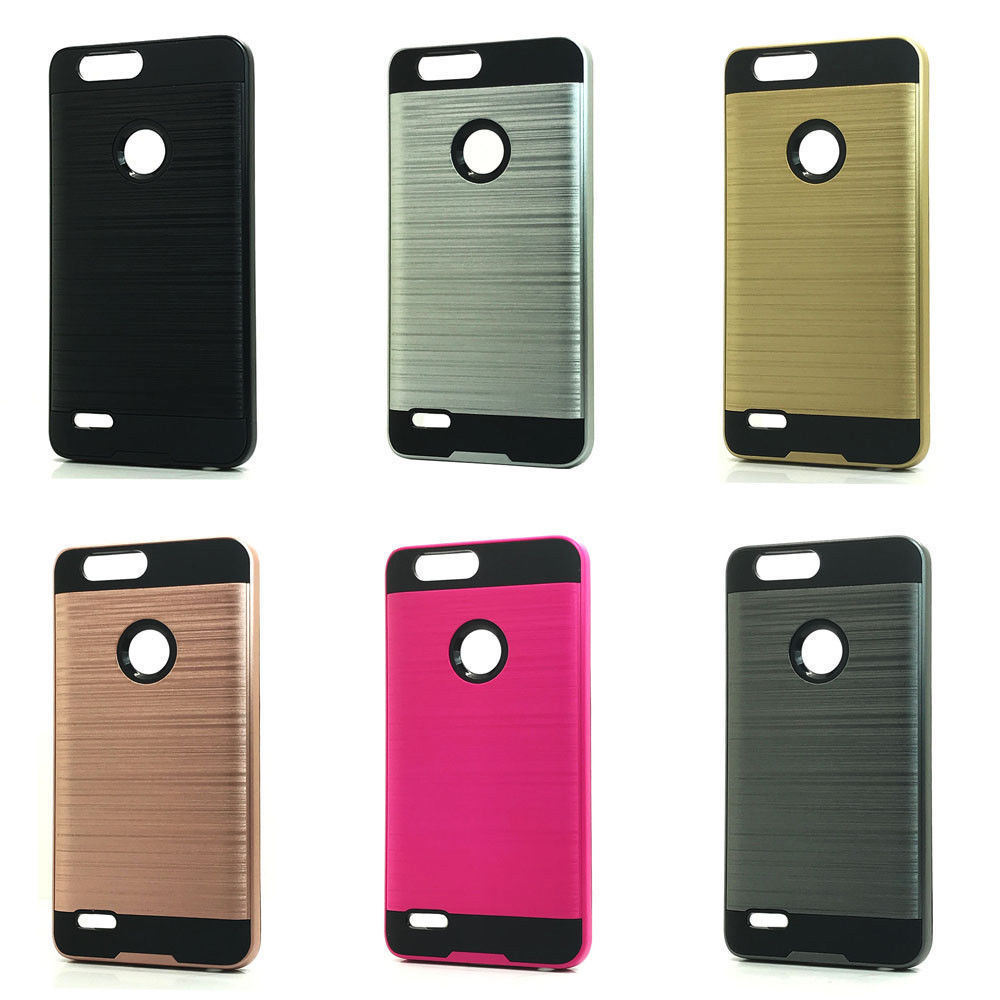 SLIM ARMOR BRUSHED FINISH HYBRID CASE FOR MetroPCS ZTE BLADE Z MAX