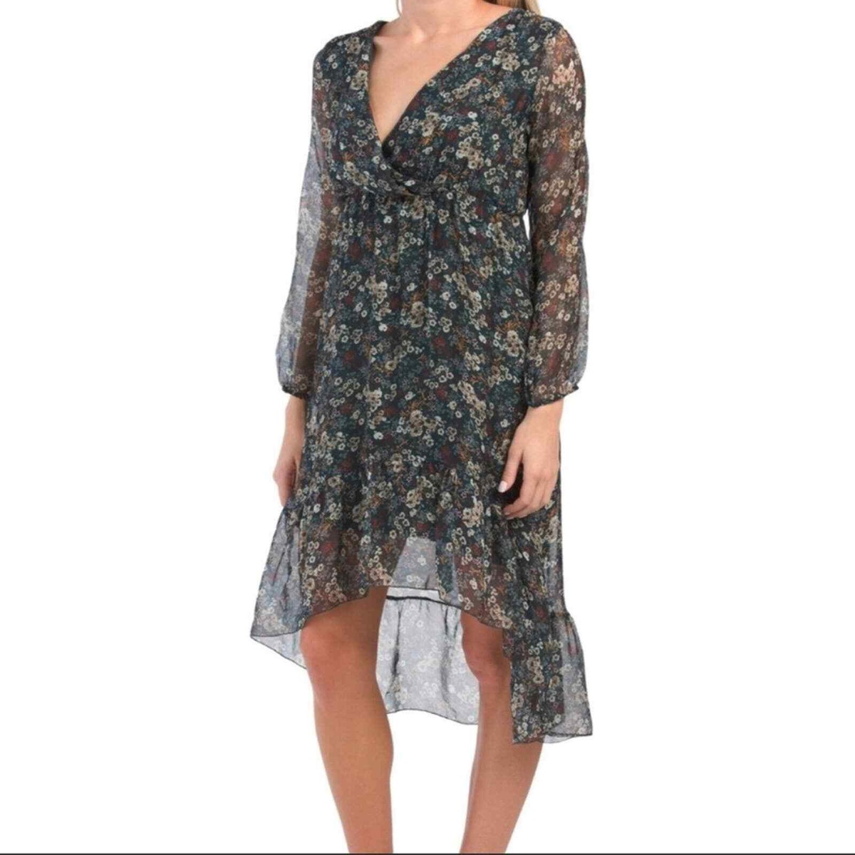 elena baldi silk dresses Elena Baldi Silk Floral Hi-Lo Dress Size Small